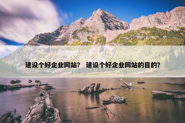 建设个好企业网站？ 建设个好企业网站的目的？