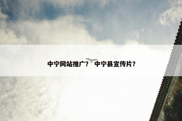 中宁网站推广？ 中宁县宣传片？