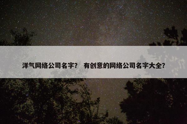 洋气网络公司名字？ 有创意的网络公司名字大全？