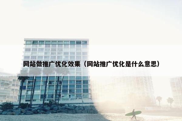 网站做推广优化效果（网站推广优化是什么意思）