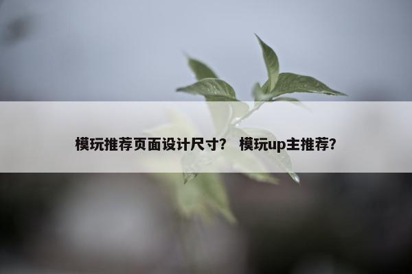 模玩推荐页面设计尺寸？ 模玩up主推荐？
