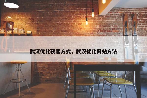 武汉优化获客方式，武汉优化网站方法