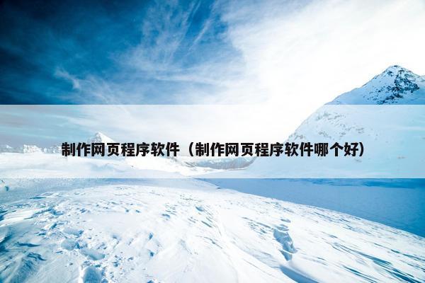 制作网页程序软件（制作网页程序软件哪个好）