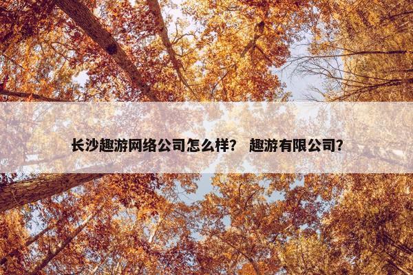 长沙趣游网络公司怎么样？ 趣游有限公司？