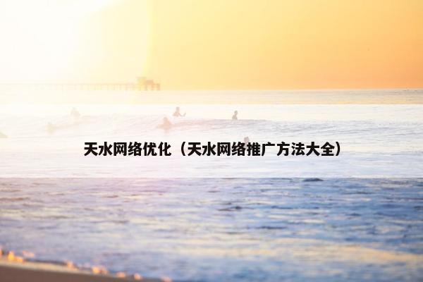 天水网络优化（天水网络推广方法大全）