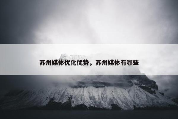 苏州媒体优化优势，苏州媒体有哪些