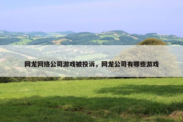 网龙网络公司游戏被投诉，网龙公司有哪些游戏
