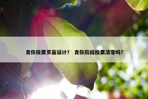 青你投票页面设计？ 青你阶段投票清零吗？