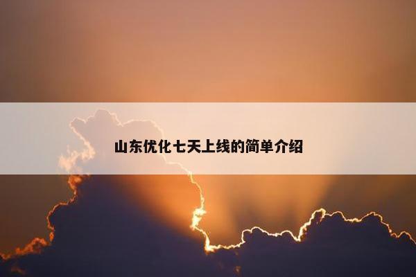 山东优化七天上线的简单介绍