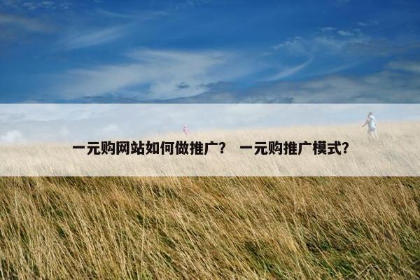 一元购网站如何做推广？ 一元购推广模式？