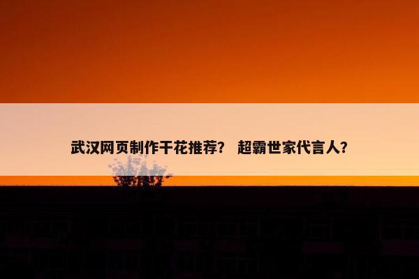 武汉网页制作干花推荐？ 超霸世家代言人？