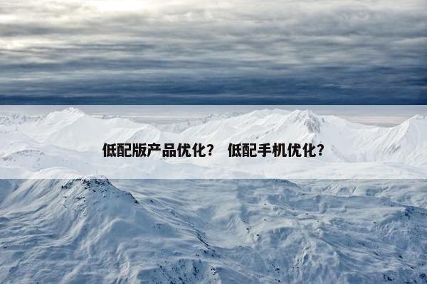 低配版产品优化？ 低配手机优化？
