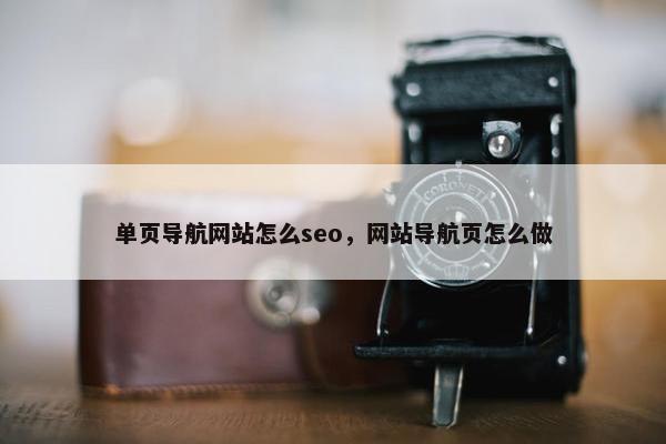单页导航网站怎么seo，网站导航页怎么做