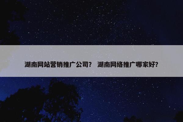 湖南网站营销推广公司？ 湖南网络推广哪家好？