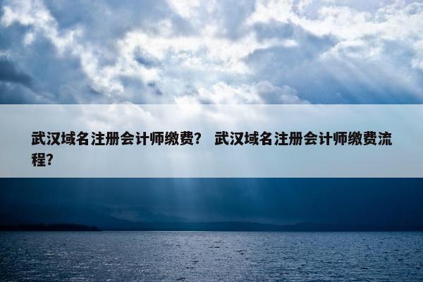 武汉域名注册会计师缴费？ 武汉域名注册会计师缴费流程？