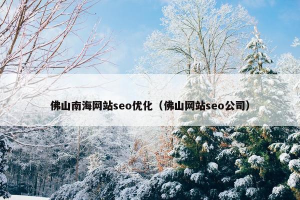 佛山南海网站seo优化（佛山网站seo公司）