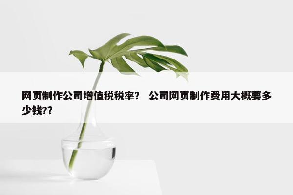 网页制作公司增值税税率？ 公司网页制作费用大概要多少钱?？