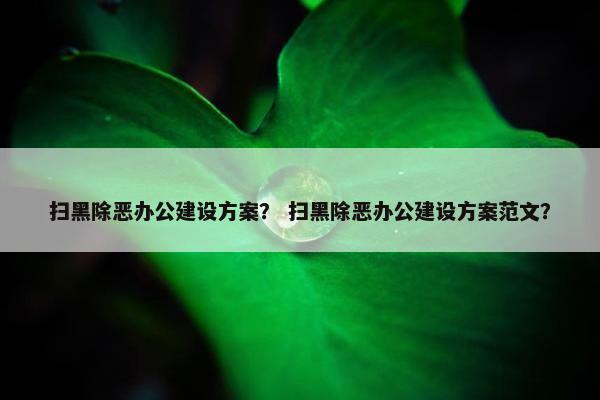 扫黑除恶办公建设方案？ 扫黑除恶办公建设方案范文？