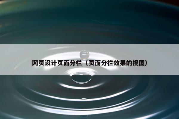 网页设计页面分栏（页面分栏效果的视图）