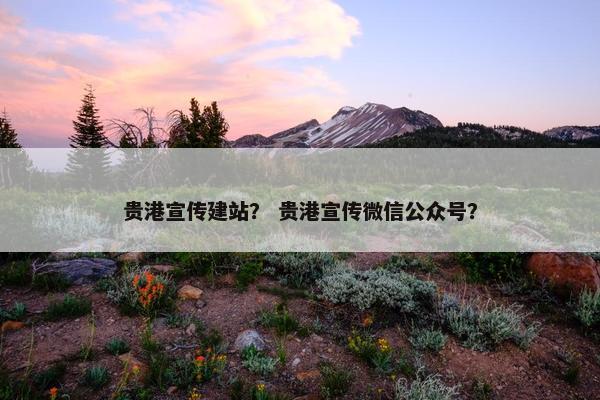 贵港宣传建站？ 贵港宣传微信公众号？