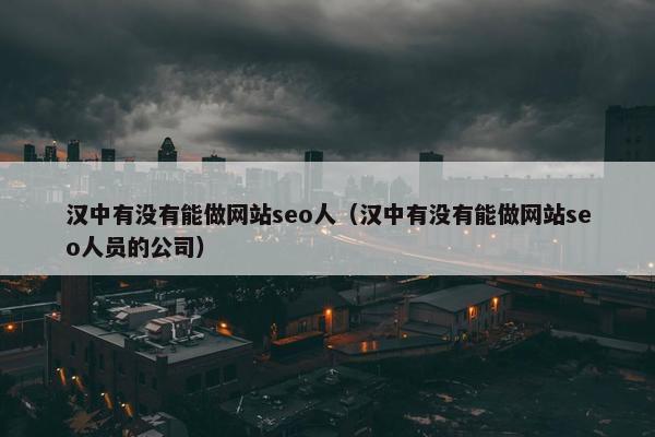 汉中有没有能做网站seo人（汉中有没有能做网站seo人员的公司）