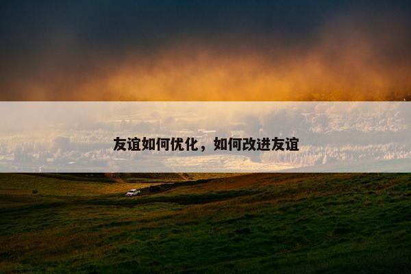 友谊如何优化，如何改进友谊