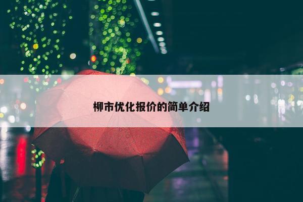 柳市优化报价的简单介绍