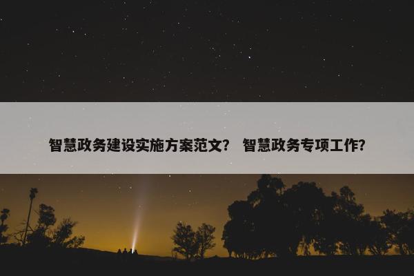 智慧政务建设实施方案范文？ 智慧政务专项工作？