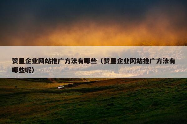 赞皇企业网站推广方法有哪些（赞皇企业网站推广方法有哪些呢）