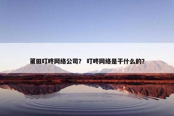 莆田叮咚网络公司？ 叮咚网络是干什么的？