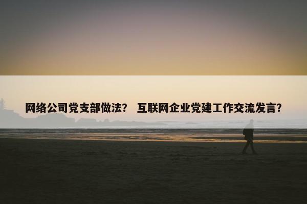 网络公司党支部做法？ 互联网企业党建工作交流发言？