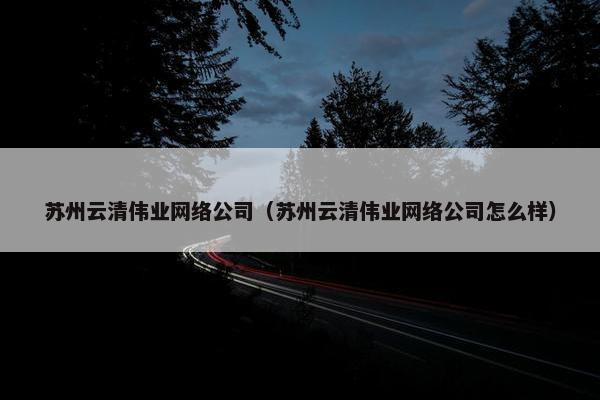 苏州云清伟业网络公司（苏州云清伟业网络公司怎么样）