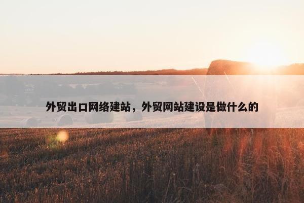 外贸出口网络建站，外贸网站建设是做什么的