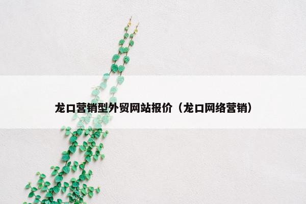 龙口营销型外贸网站报价（龙口网络营销）