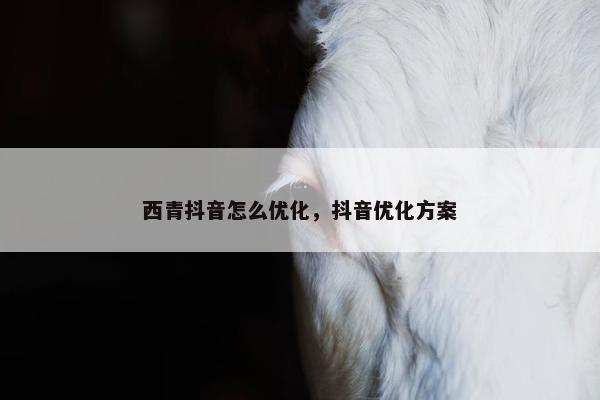 西青抖音怎么优化，抖音优化方案