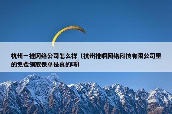 杭州一推网络公司怎么样（杭州推啊网络科技有限公司里的免费领取保单是真的吗）