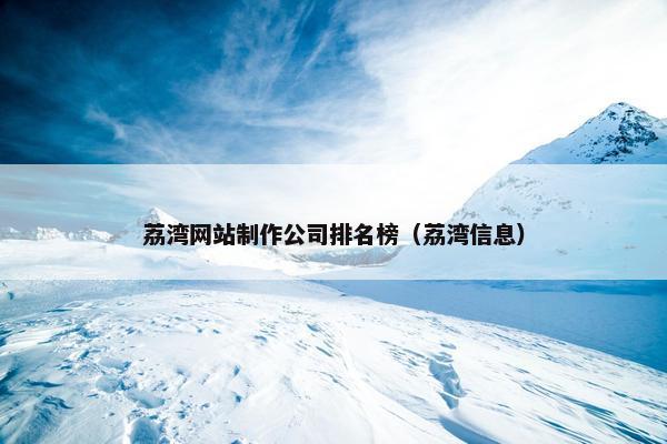 荔湾网站制作公司排名榜（荔湾信息）
