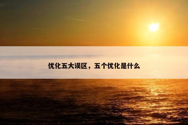 优化五大误区，五个优化是什么