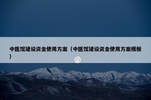 中医馆建设资金使用方案（中医馆建设资金使用方案模板）