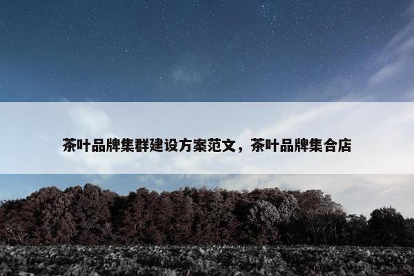 茶叶品牌集群建设方案范文，茶叶品牌集合店