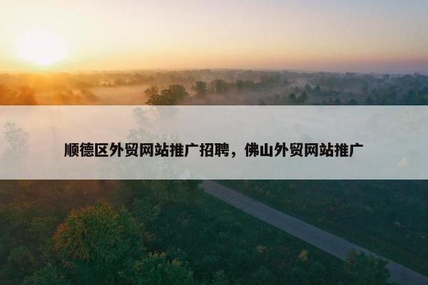 顺德区外贸网站推广招聘，佛山外贸网站推广
