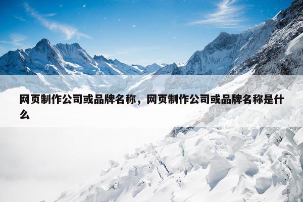 网页制作公司或品牌名称，网页制作公司或品牌名称是什么