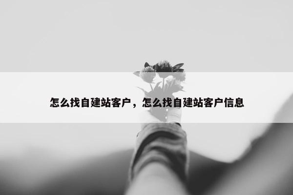 怎么找自建站客户，怎么找自建站客户信息