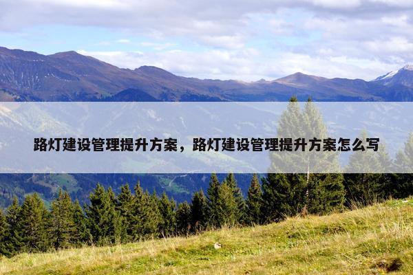 路灯建设管理提升方案，路灯建设管理提升方案怎么写