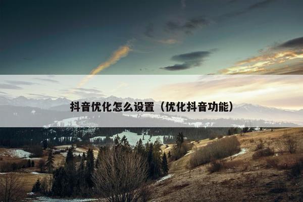 抖音优化怎么设置（优化抖音功能）