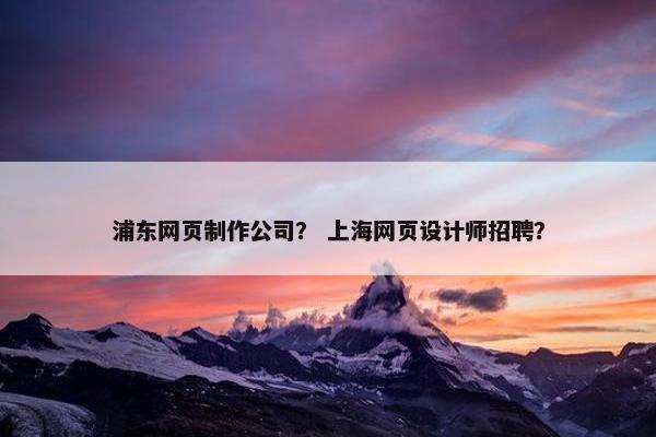 浦东网页制作公司？ 上海网页设计师招聘？