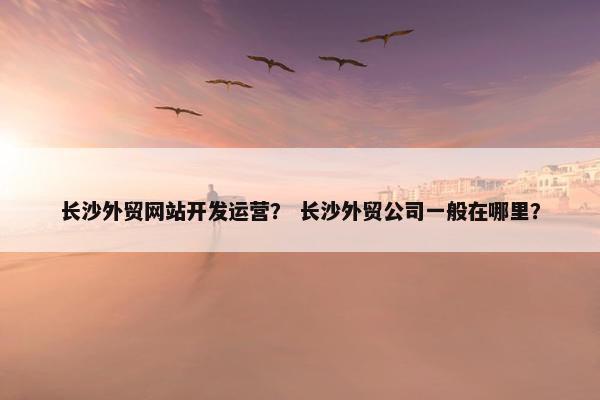 长沙外贸网站开发运营？ 长沙外贸公司一般在哪里？