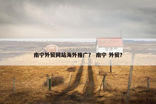 南宁外贸网站海外推广？ 南宁 外贸？