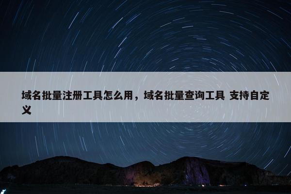 域名批量注册工具怎么用，域名批量查询工具 支持自定义