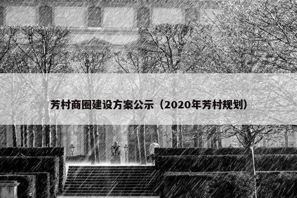 芳村商圈建设方案公示（2020年芳村规划）